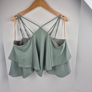 Bailey 44 Sage Green Ruffled Spaghetti Strap Cami Top Women's XL Soft Romantic